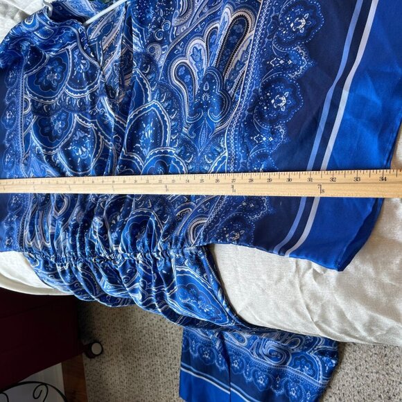 Lauren Ralph Lauren Women's Paisley Caftan Blue & White  M - Picture 10 of 10